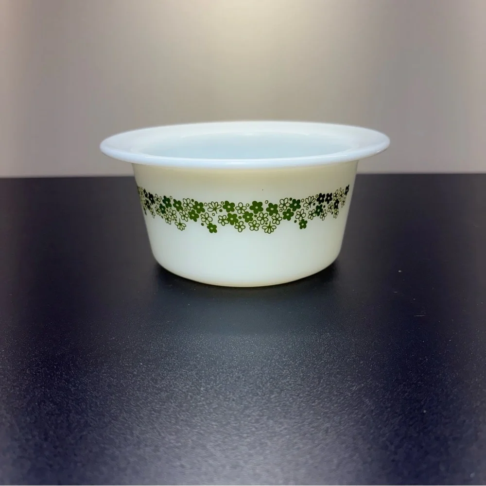 Vintage 1970’s Pyrex Spring Blossom Green “Crazy Daisy” Butter Crock #75, NO LID - Picture 1 of 4